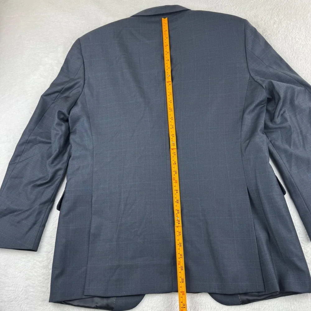 Peter Millar Blazer Mens 40R Navy Blue Wool Windowpane Check Sport Coat 2 Button